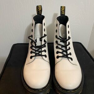 Dr. Martens White Leather Boots with Black Laces